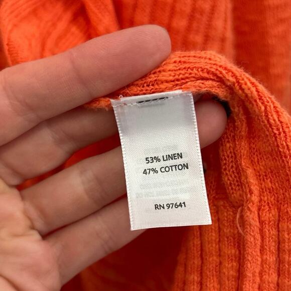 J Jill Coral Linen Blend Open Front Waterfall Cardigan Size XL Petite - Picture 5 of 6